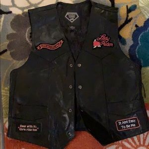 Large leather riding vest